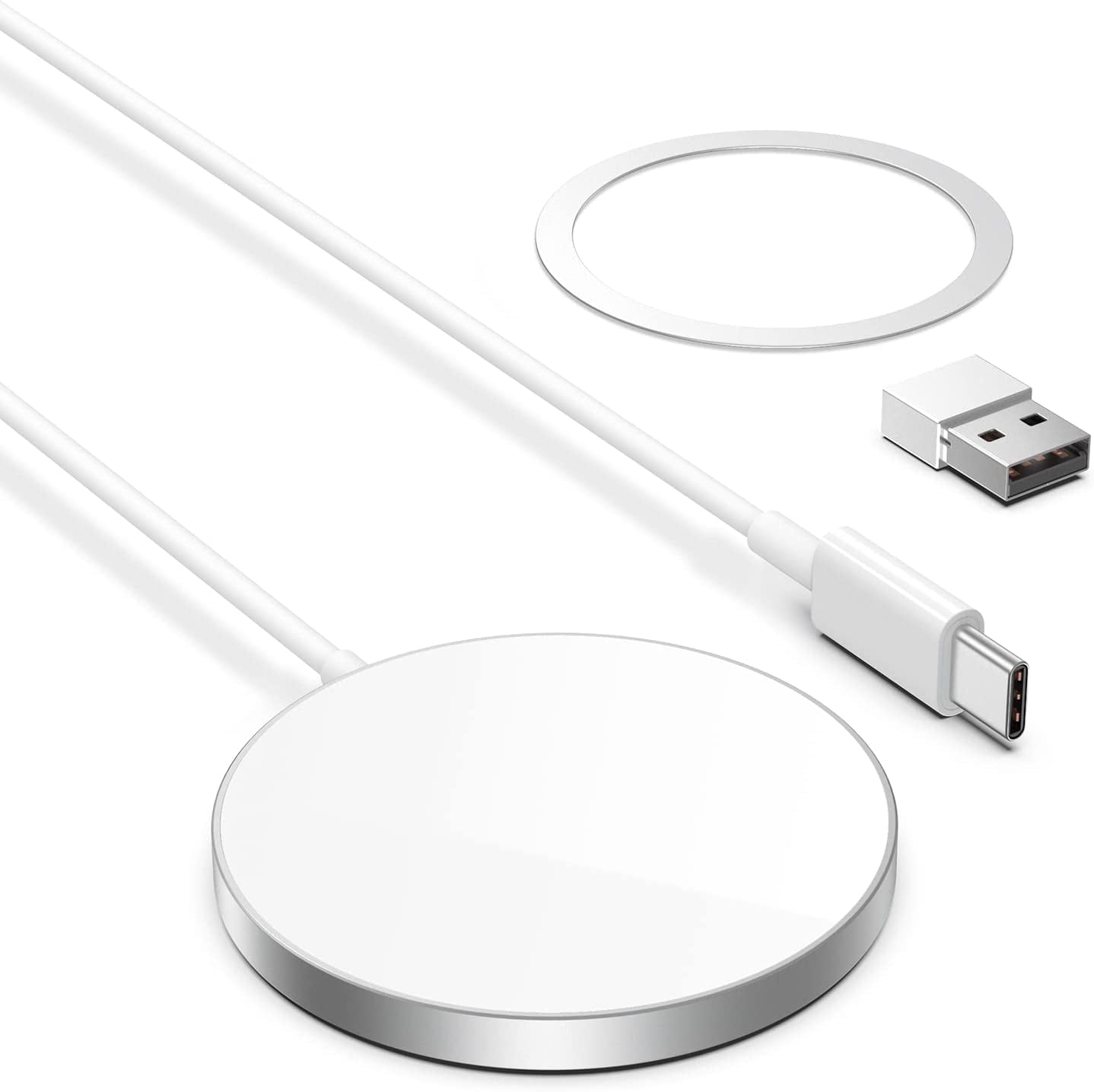 Magnetic Wireless Charger, Wireless Charging Pad Compatible with Magsafe Charger for Iphone 14/14 Pro/14 Plus/14 Pro Max/Iphone 13/13 Mini/13 Pro/13 Pro Max,Airpods,Mag Charger-Sliver